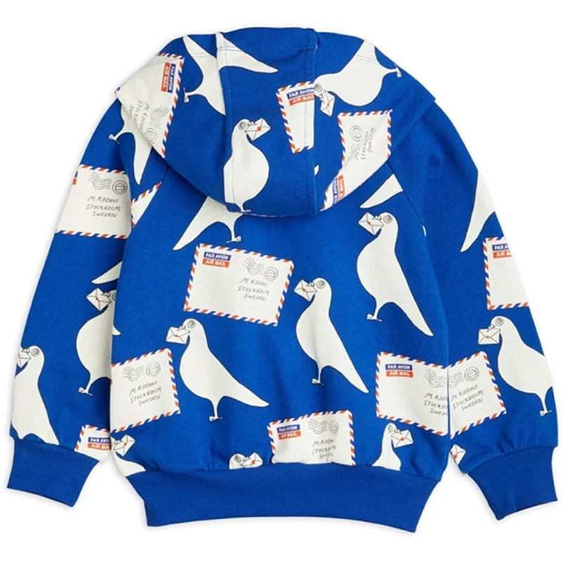 Mini Rodini Pigeons Aop Zip Hoodie Blue