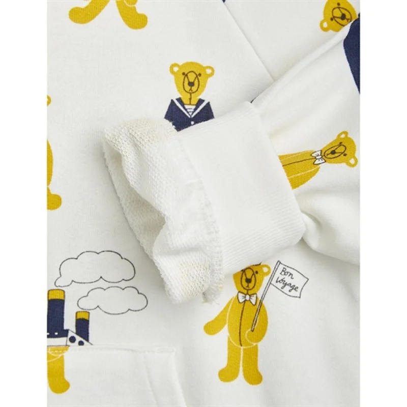 Mini Rodini Teddybears AOP Zip Hoodie White