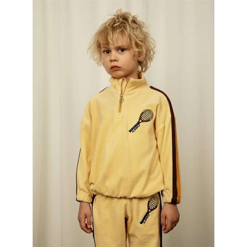 Mini Rodini Yellow Tennis Emb Terry Halfzip Sweatshirt