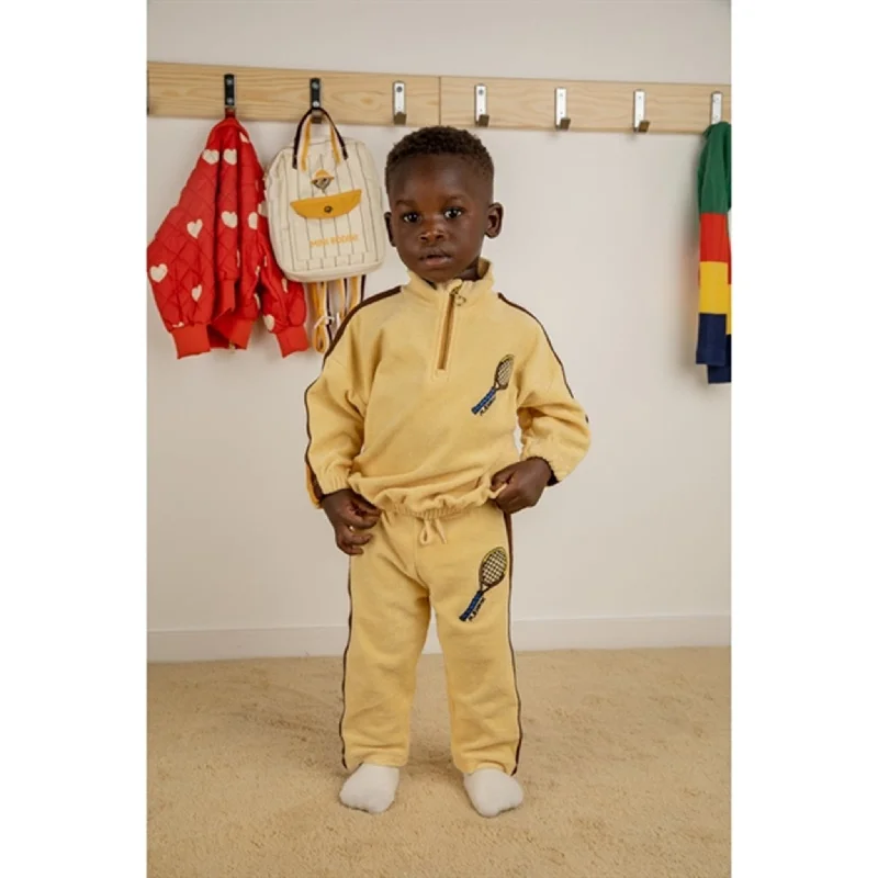 Mini Rodini Yellow Tennis Emb Terry Halfzip Sweatshirt