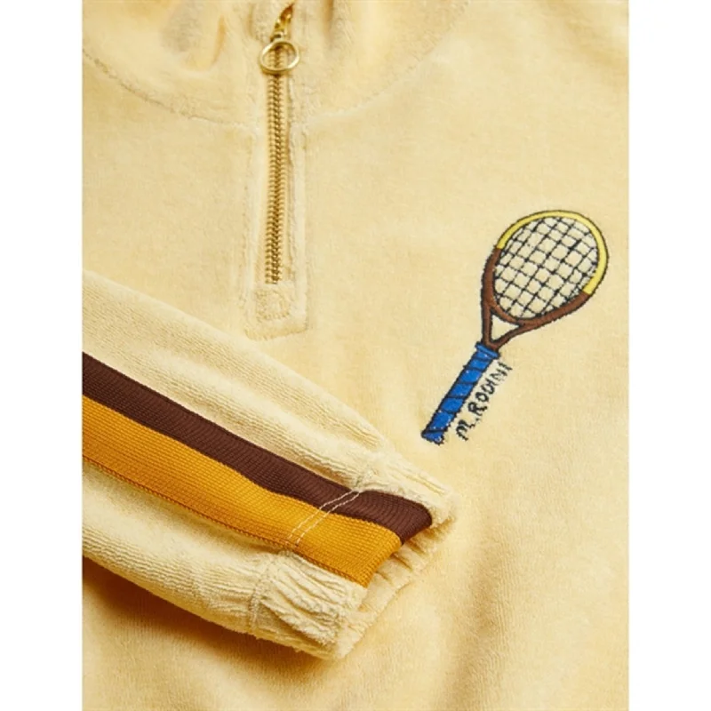 Mini Rodini Yellow Tennis Emb Terry Halfzip Sweatshirt