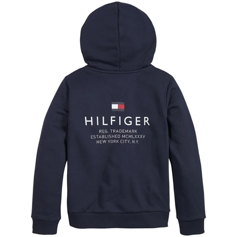 Tommy Hilfiger Logo Hoodie med Lynlås Desert Sky