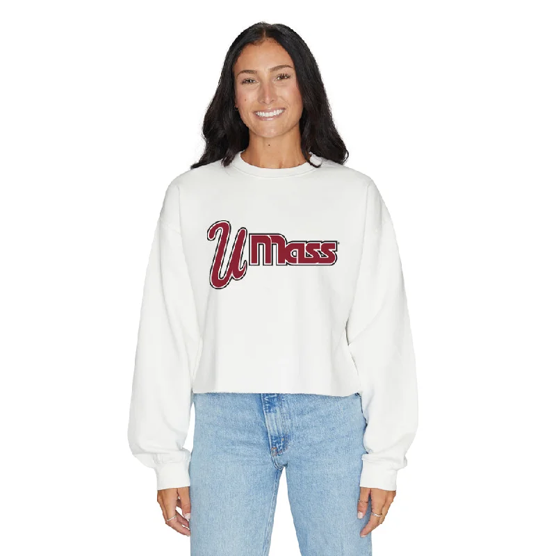 UMass Vintage White Crewneck