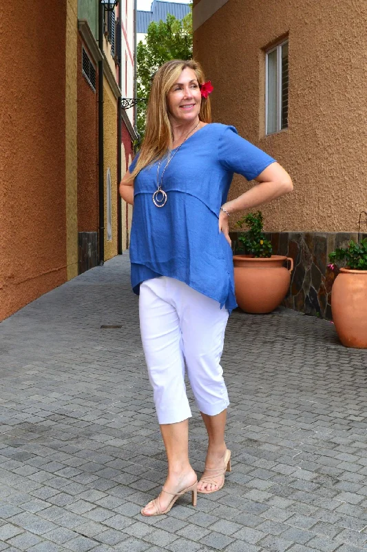 Wedgewood Blue Layered Tunic Blouse