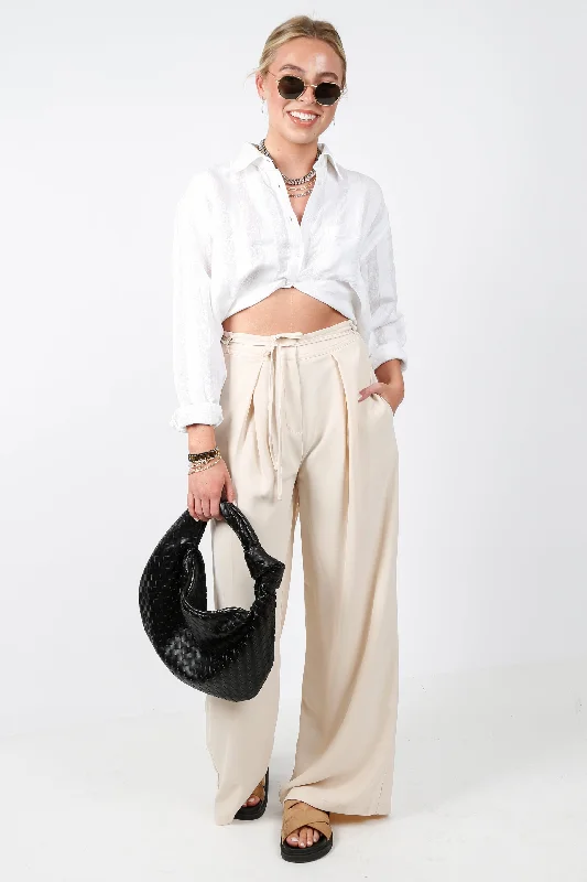 Wrap This Up Wide Leg Pant - Natural