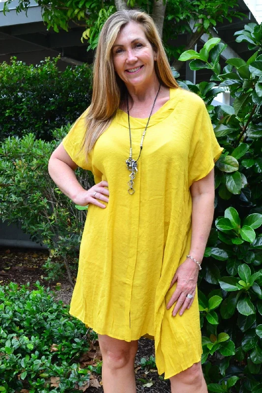 Yellow Oversize Drop shoulder Tunic Dress