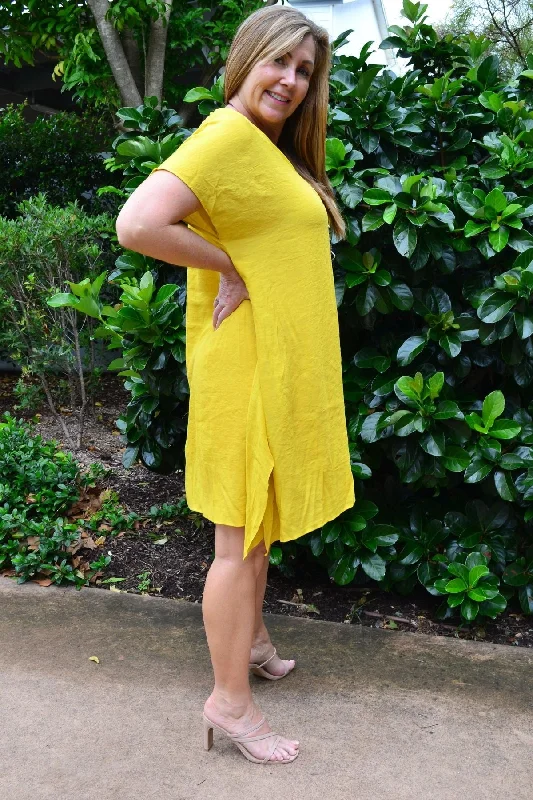 Yellow Oversize Drop shoulder Tunic Dress