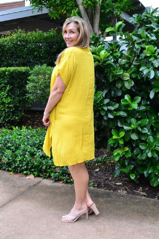 Yellow Oversize Drop shoulder Tunic Dress