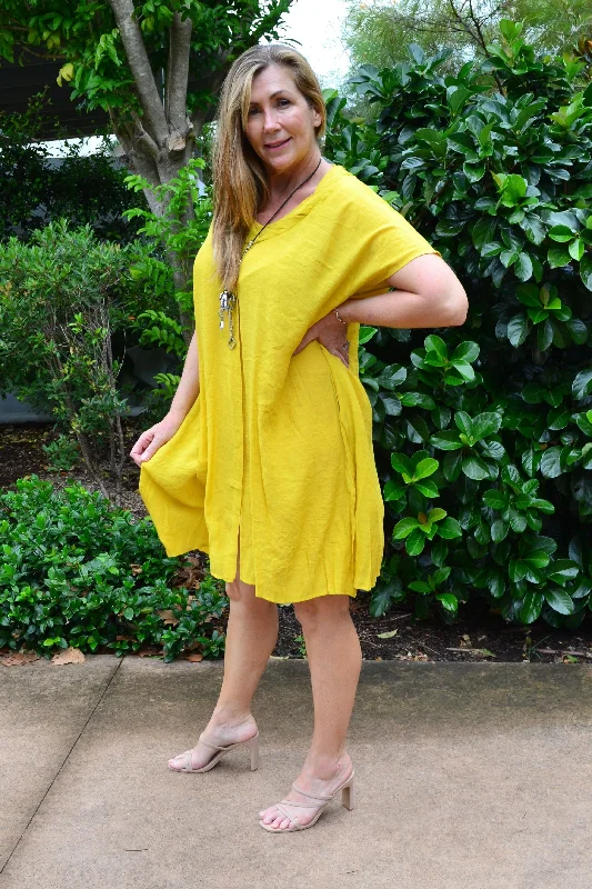 Yellow Oversize Drop shoulder Tunic Dress