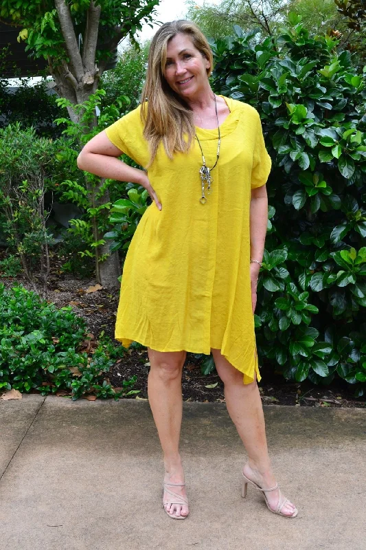 Yellow Oversize Drop shoulder Tunic Dress