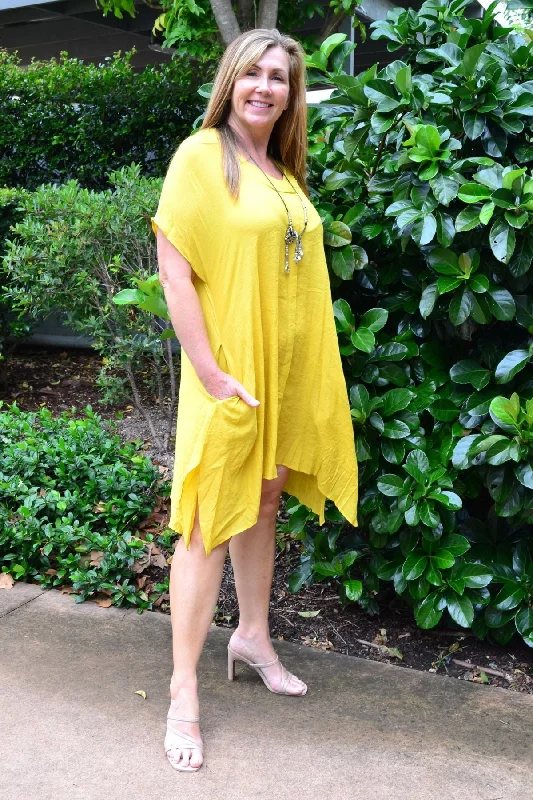 Yellow Oversize Drop shoulder Tunic Dress