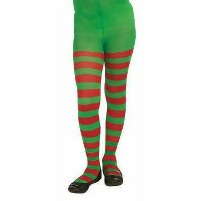 Child Striped Red and Green Tights