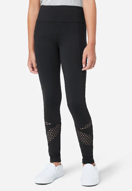 Mesh Cutout Full-Length Leggings