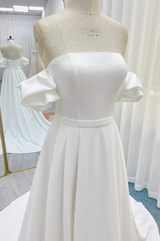 A-Line Court Train Elastic Cloth Wedding Dress CW3247