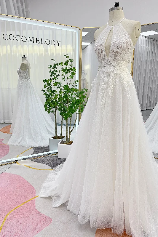 A-Line Court Train Lace Tulle Wedding Dress CW3281