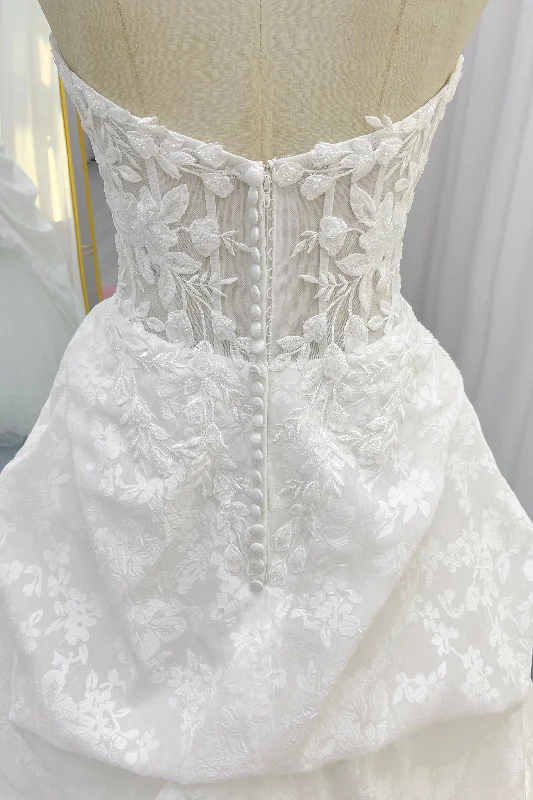 A-Line Court Train Printed Gauze Wedding Dress CW3235