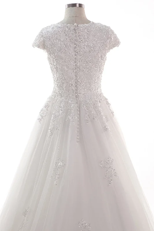 A-Line Court Train Tulle Lace Wedding Dress CW2453