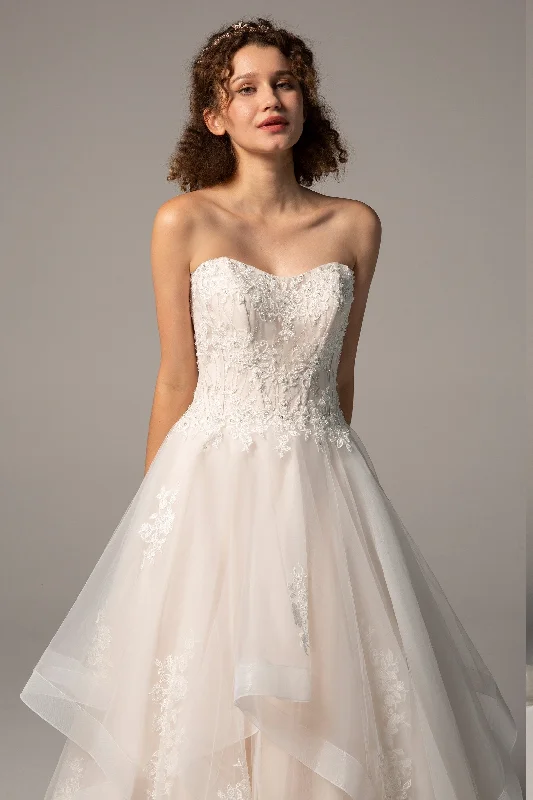 A-Line Court Train Tulle Wedding Dress CW2391