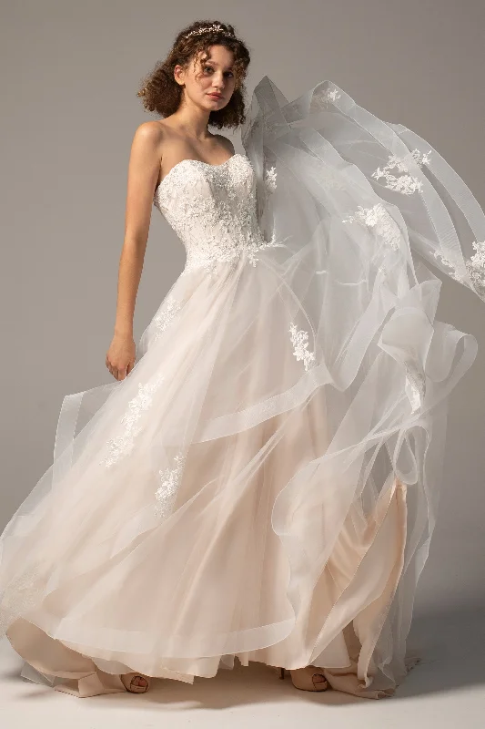 A-Line Court Train Tulle Wedding Dress CW2391