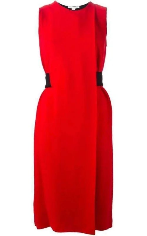 Belt Detail Red Sheath Dress