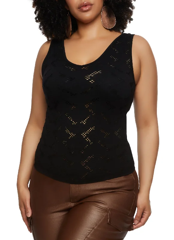 Plus Size Laser Cut Seamless Tank Top