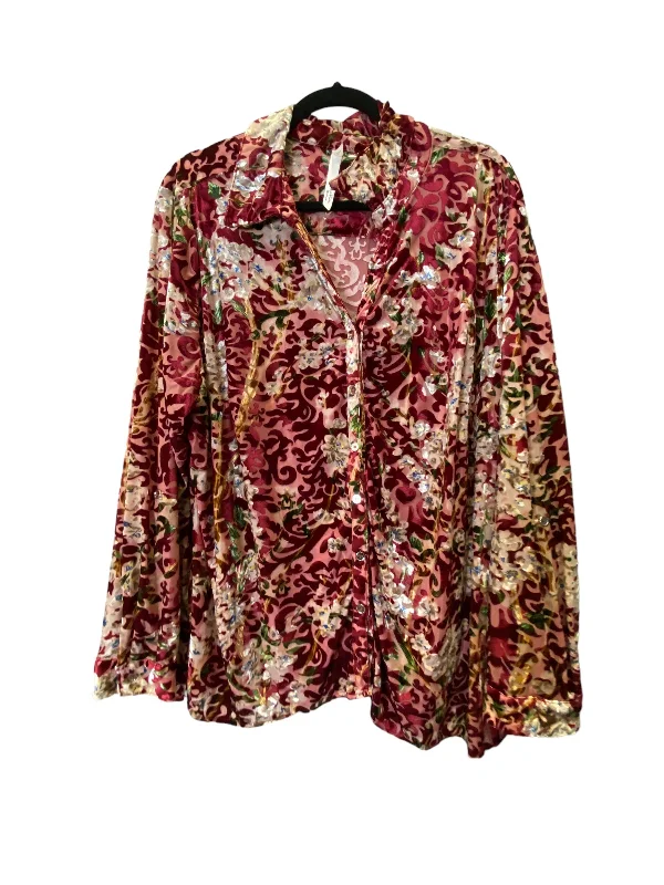 Blouse Long Sleeve By Ny Collection In Floral Print, Size: 3x