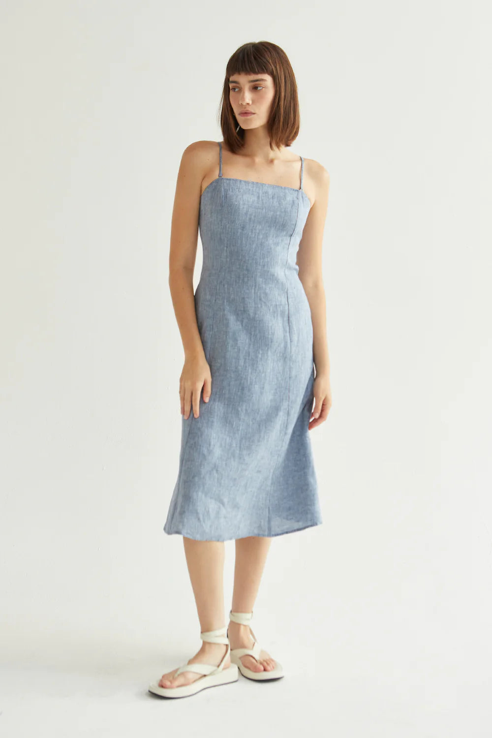 CHAMBRAY MIDI DRESS