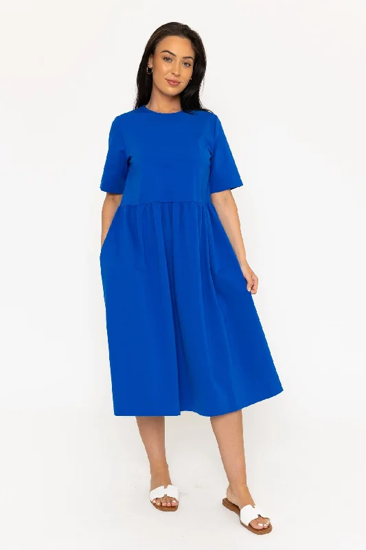 Cobalt Blue Punto Milano Midi Dress