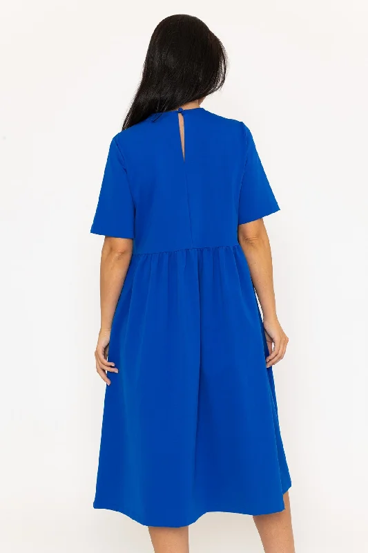 Cobalt Blue Punto Milano Midi Dress