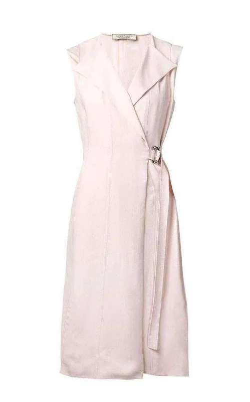 Belted Wrap Pink Silk Blend Dress