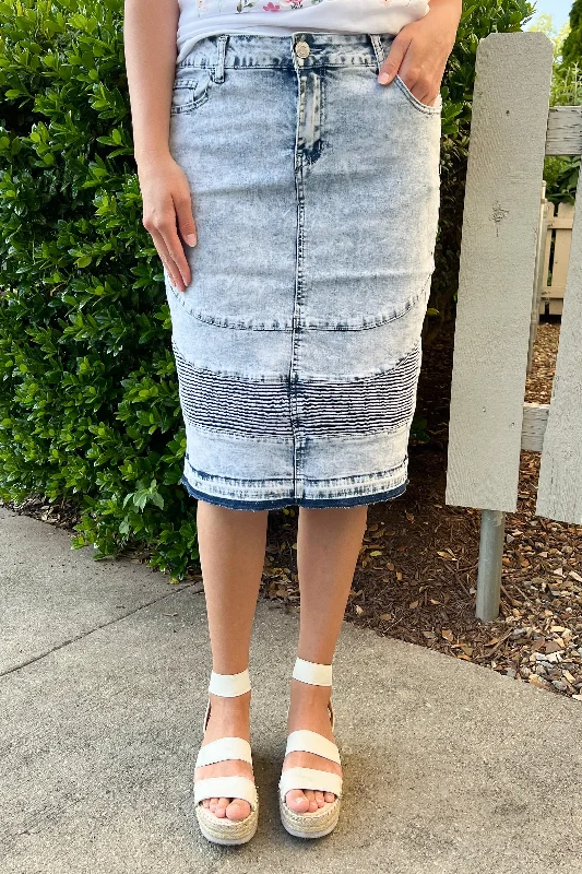 Devyn Moto Denim Skirt in Acid Wash (FINAL SALE)