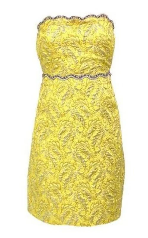 Embellished Metallic Brocade Lurex Bustier Dress