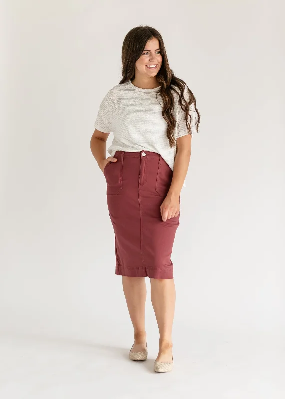 Erica Cotton Twill Midi Skirt