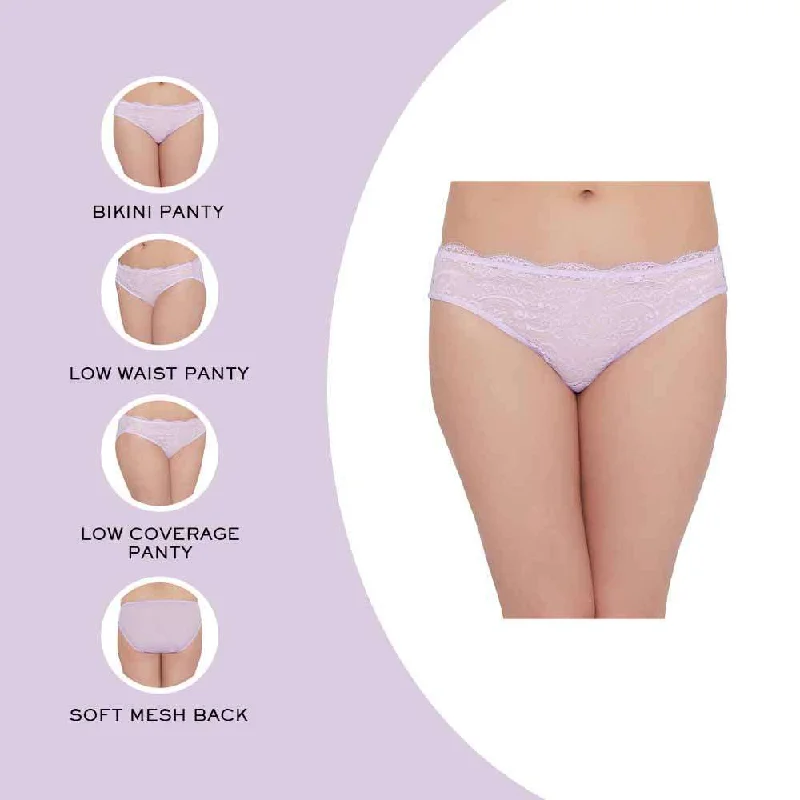 Essential Lace Low Waist Low Coverage Bridal Wear Lace Bikini Panty - Lavender