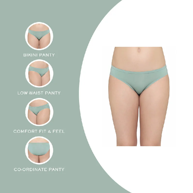 Everyday Elegance Low Waist Medium Coverage Everyday Wear Bikini Panty - Green