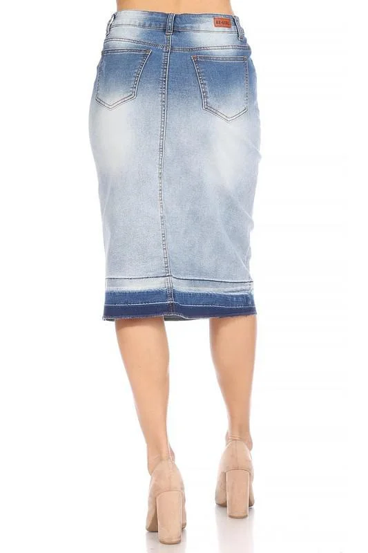 Faith Two-Tone Distressed Denim Skirt (FINAL SALE)