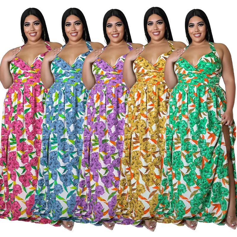 Hawaiian Casual Long Maxi Plus Size Long Women's Dresses Loose Sun Dress