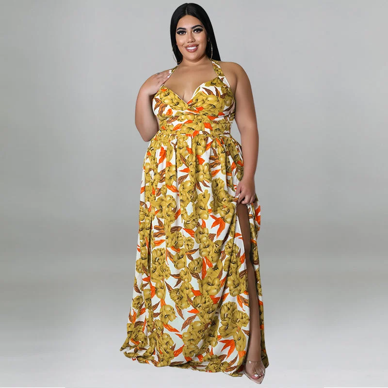 Hawaiian Casual Long Maxi Plus Size Long Women's Dresses Loose Sun Dress