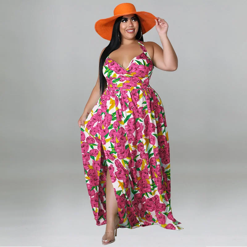 Hawaiian Casual Long Maxi Plus Size Long Women's Dresses Loose Sun Dress