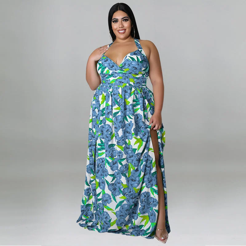 Hawaiian Casual Long Maxi Plus Size Long Women's Dresses Loose Sun Dress