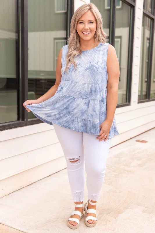 Heart Of The Oasis Tank, Denim Blue