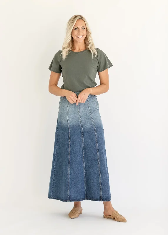 Holly Paneled Denim Maxi Skirt