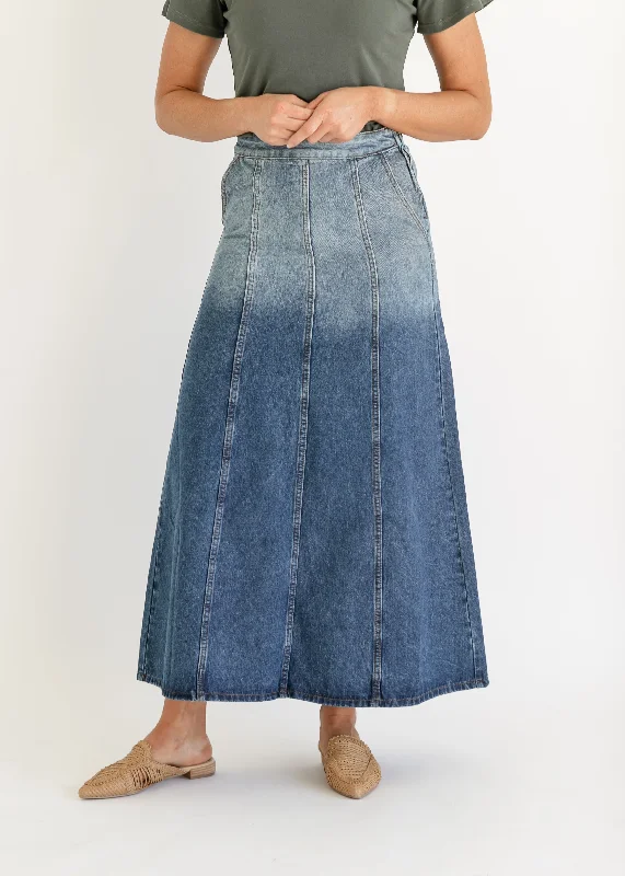 Holly Paneled Denim Maxi Skirt