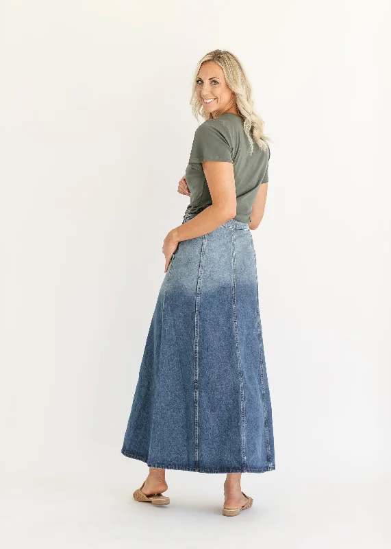 Holly Paneled Denim Maxi Skirt