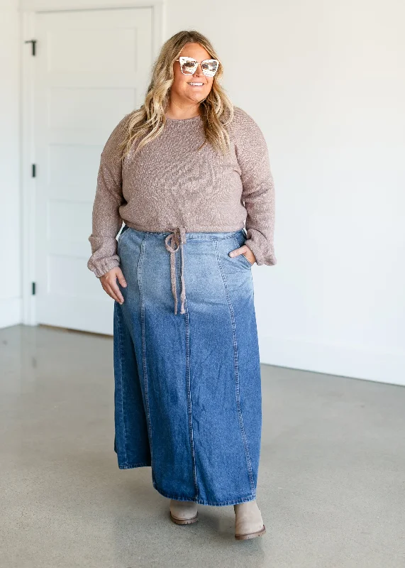 Holly Paneled Denim Maxi Skirt