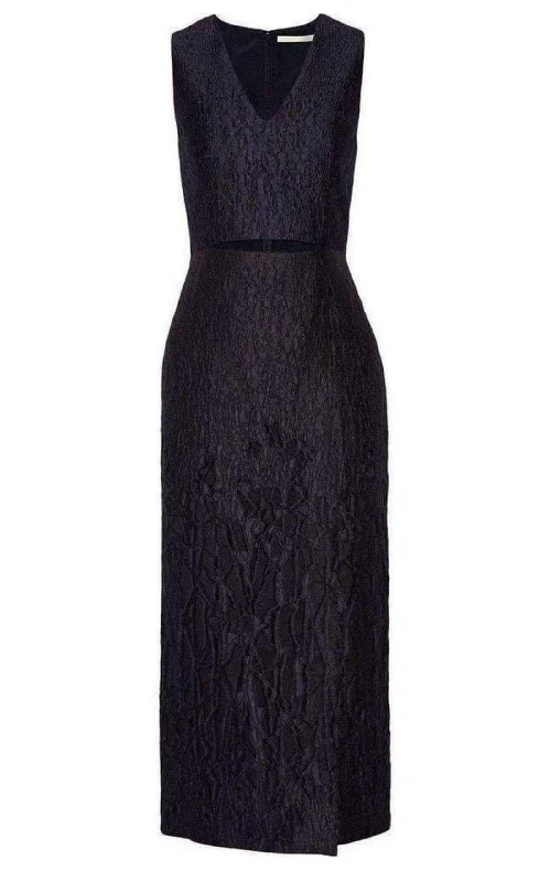 Midnight Blue Caviar Slit Dress