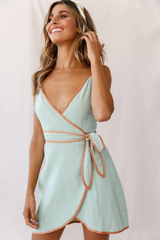 Kina Belted Wrap Dress Pistachio