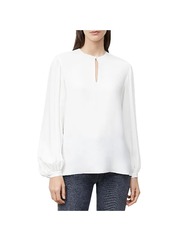 Layton Womens Cut-Out Silk Blouse