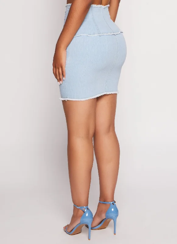 Lace Up High Waist Denim Skirt