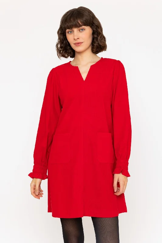 Long Sleeve Mini Dress in Red